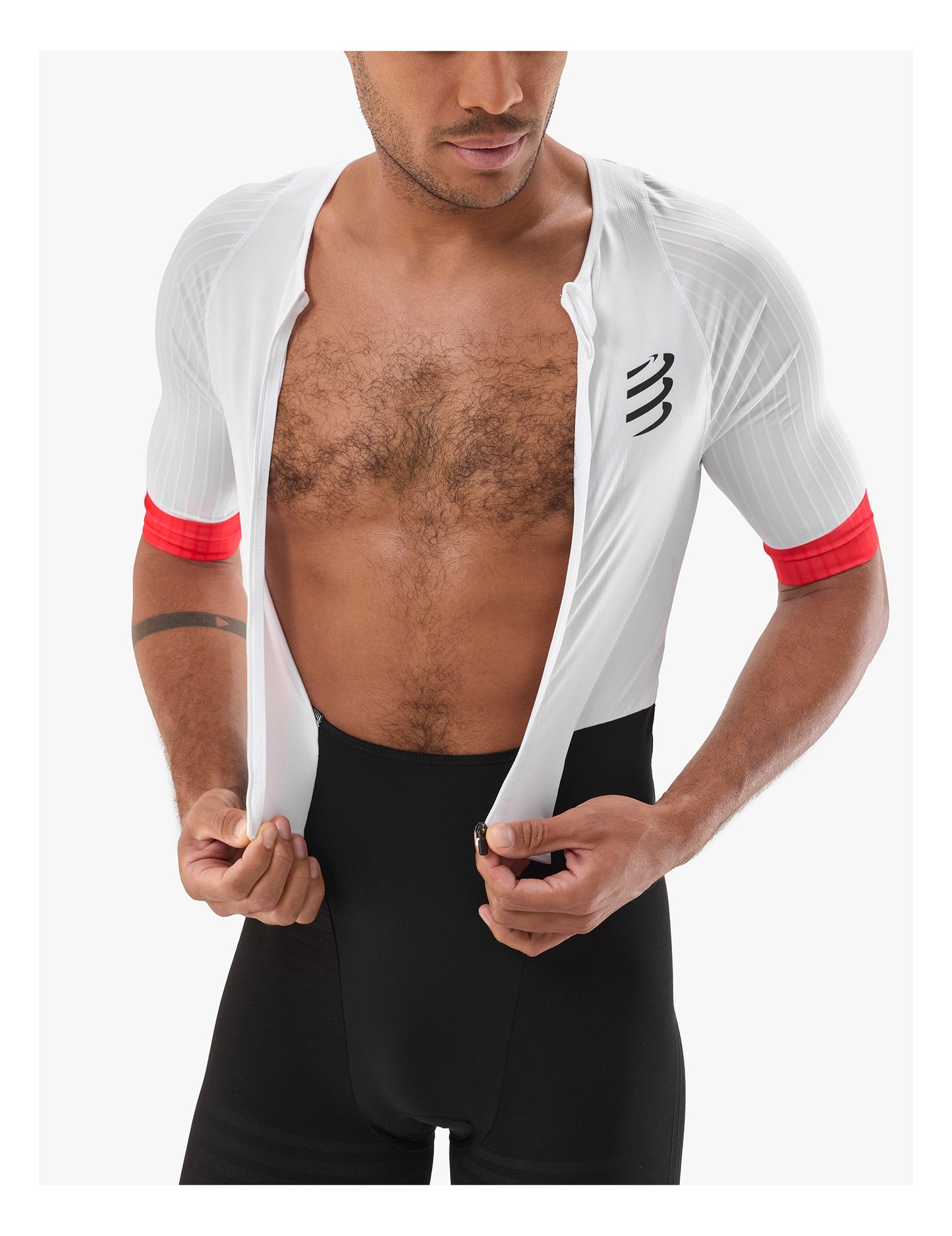 Đồ Ba Môn Nam Compressport Stream SS Trisuit - Trắng/Đỏ/Đen (White/Black/Red)