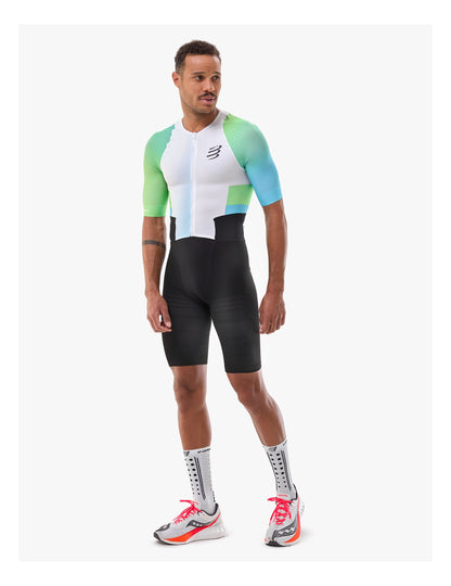 Đồ Ba Môn Nam Compressport Stream SS Trisuit - Trắng/Xanh (White/Blue Green)