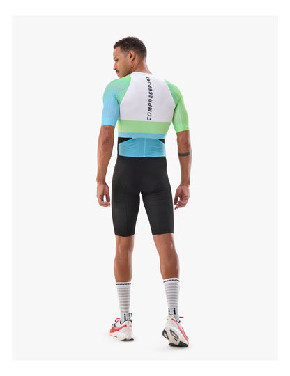 Đồ Ba Môn Nam Compressport Stream SS Trisuit - Trắng/Xanh (White/Blue Green)