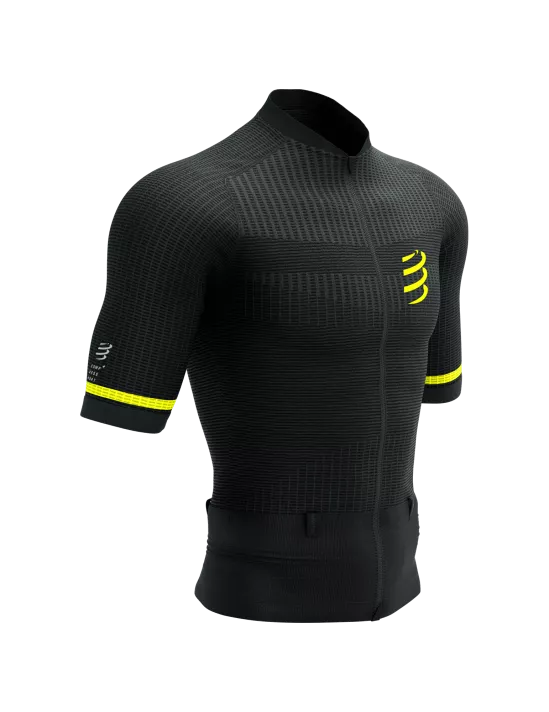 COMPRESSPORT TRAIL POSTURAL SS TOP M - Black/ Safe Yellow