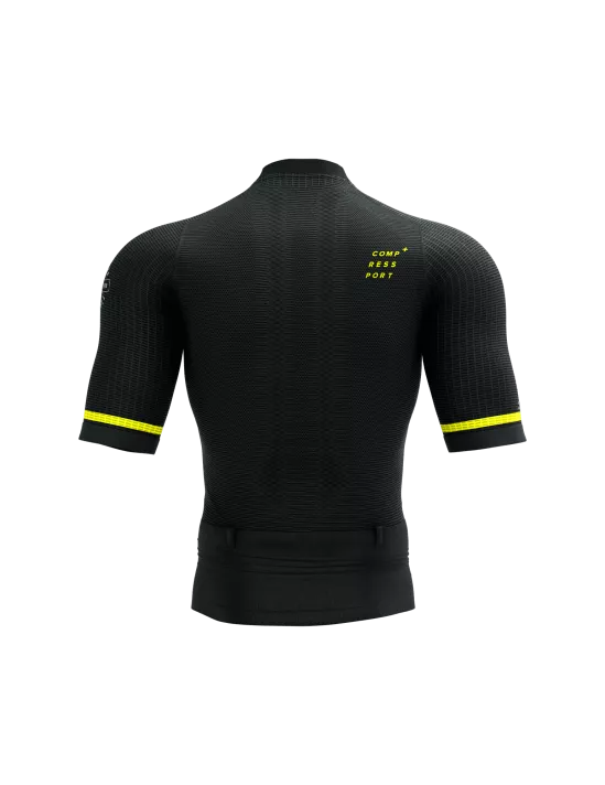 COMPRESSPORT TRAIL POSTURAL SS TOP M - Black/ Safe Yellow