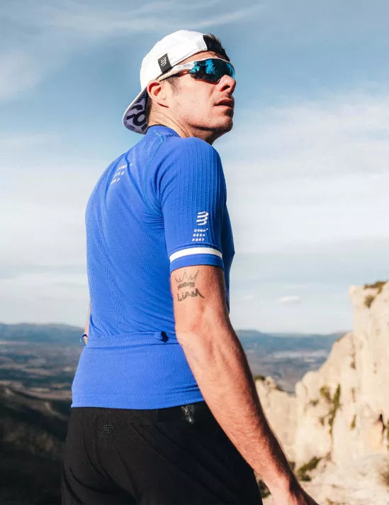 Áo chạy Trail Nam Compressport Trail Postural SS Top - Xanh (Dazz Blue)