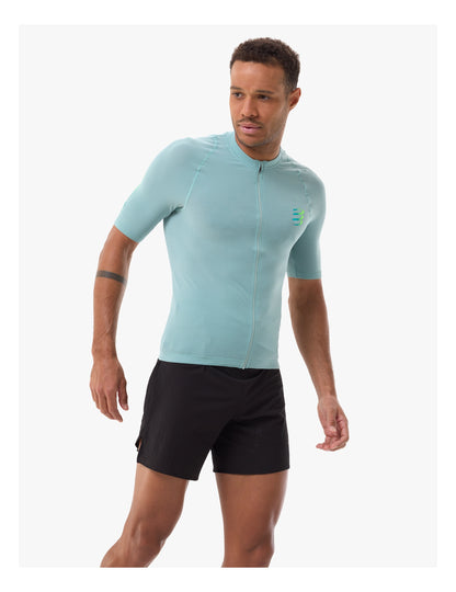 Áo chạy Trail Nam Compressport Trail Racing Postural SS Top - Xanh Ether