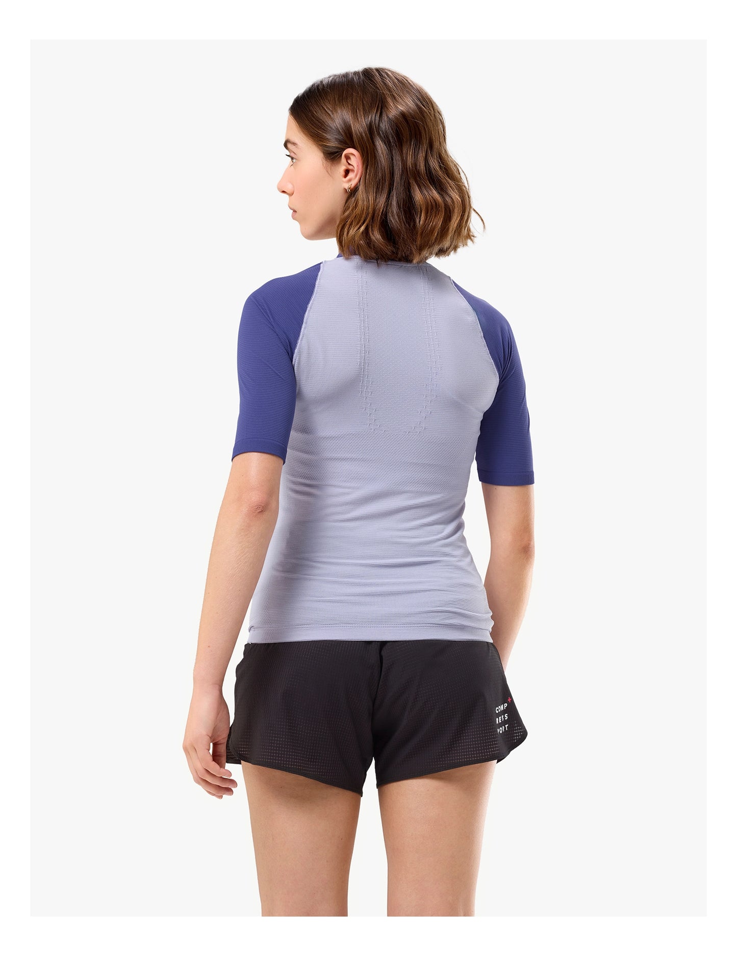 Áo chạy Trail Nữ Compressport Trail Racing Postural SS Top - Tím Lavender/Orient Blue