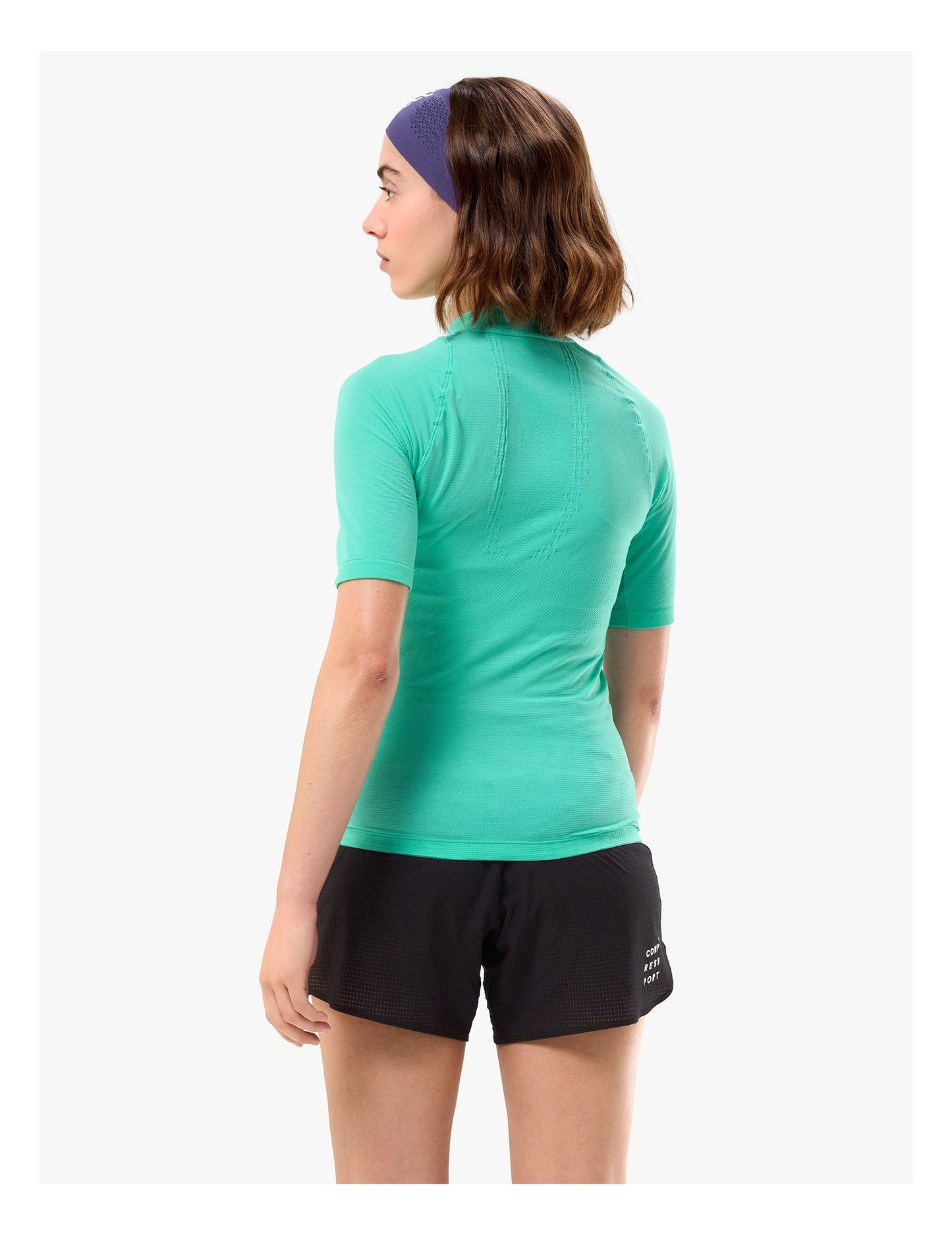 Áo chạy Trail Nữ Compressport Trail Racing Postural SS Top - Xanh Pool Blue