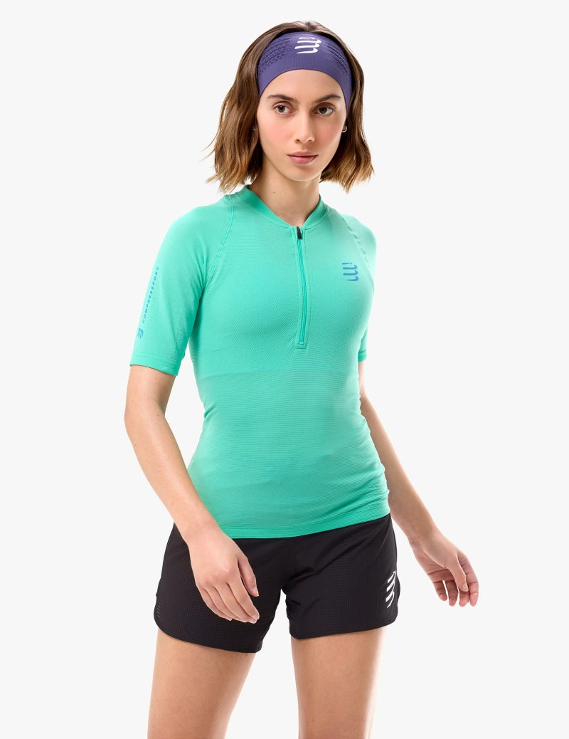 Áo Chạy Trail Nữ Compressport Trail Racing Postural SS Top - Pool Blue