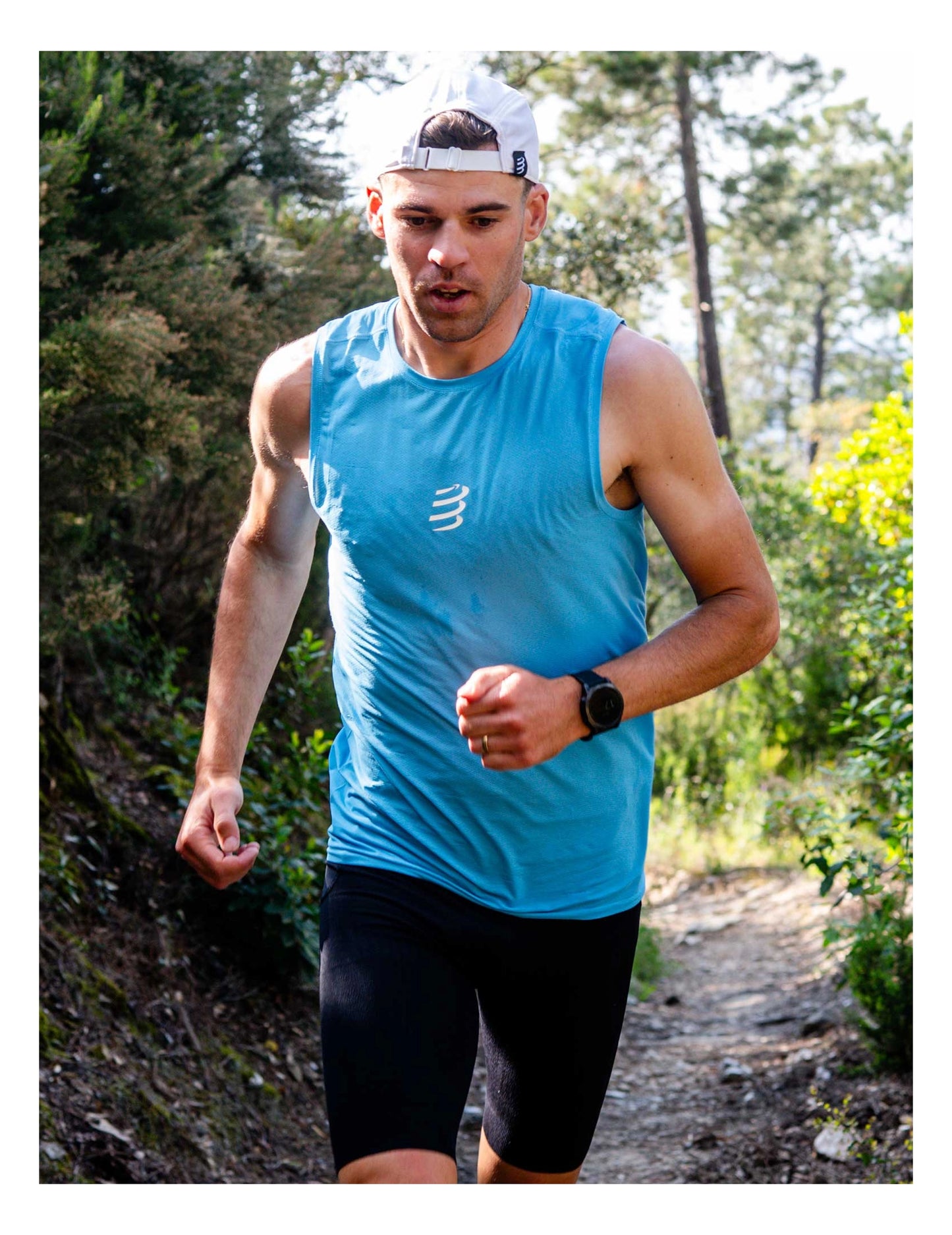 Áo chạy Trail Nam Compressport Trail Racing Tank - Xanh (Norse Blue)