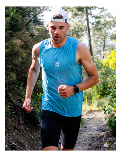 Áo chạy Trail Nam Compressport Trail Racing Tank - Xanh (Norse Blue)