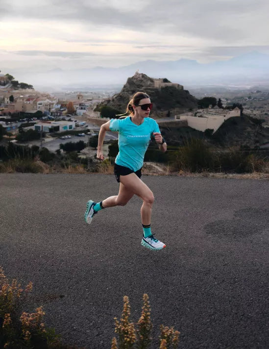 Áo chạy bộ Nữ Compressport Training SS Logo TShirt  - Xanh (Shell Blue)