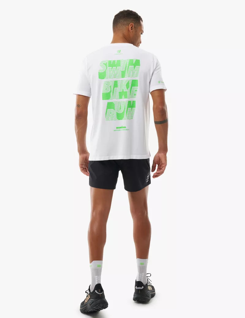 Áo Thun Tập Luyện Compressport Training SS Tshirt IRONMAN 2026 - Trắng/Xanh Neon