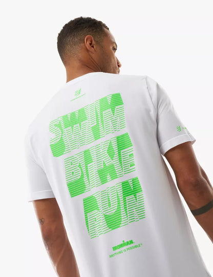 Áo Thun Tập Luyện Compressport Training SS Tshirt IRONMAN 2026 - Trắng/Xanh Neon