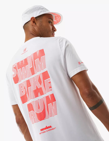 Áo Thun Tập Luyện Compressport Training SS Tshirt IRONMAN 2026 - Trắng/Đỏ Neon