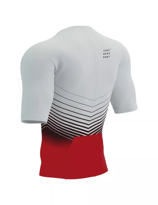 Áo Ba môn Nam Compressport Tri Postural Aero SS Top - Trắng/Đỏ (White/Red)