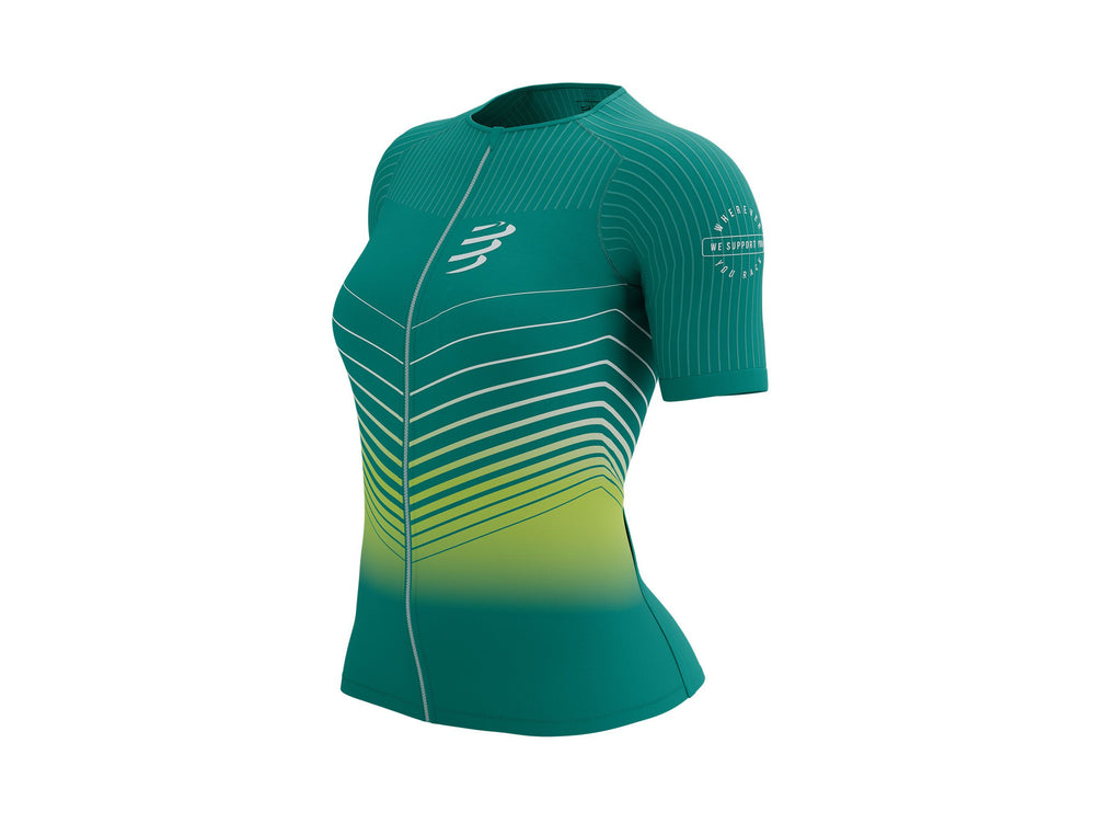 Áo Ba môn Nữ Compressport Tri Postural Aero SS Top - Xanh (Columbia/Evening Primrose)