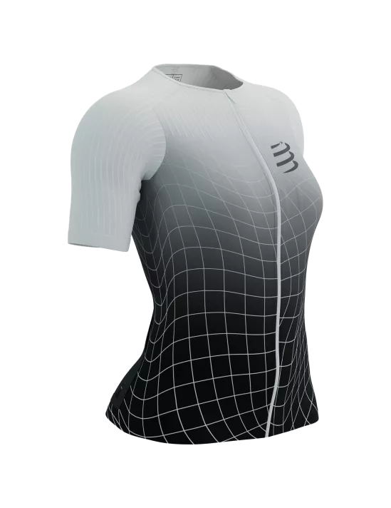 Áo Ba môn Nữ Compressport Tri Postural Aero SS Top W - Đen (Black/ White Print)