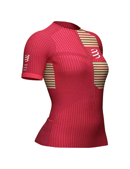 Áo Ba môn Nữ Compressport Tri Postural SS Top - Hồng (Jazzy/Paradise Green)