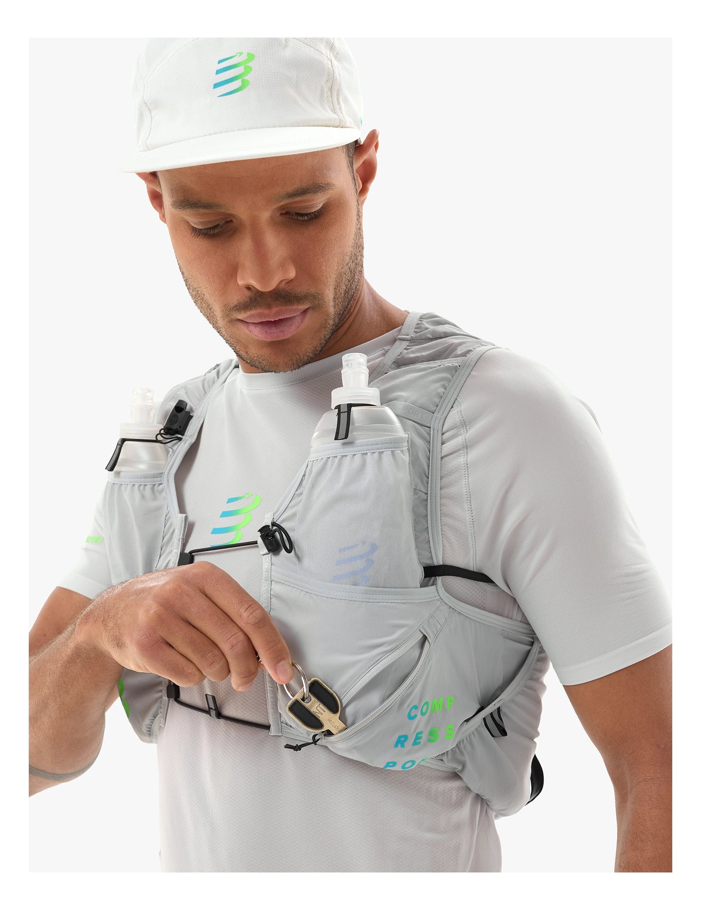 Vest chạy Trail Compressport UltRun Evo 10 - Xám (Gray Violet/Blue Green)