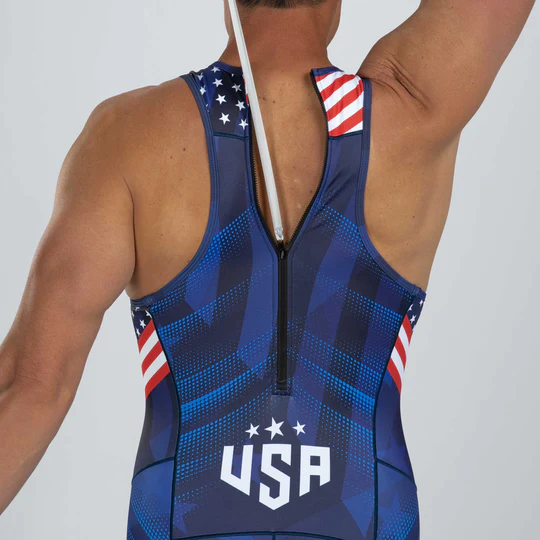 Đồ ba môn Nam Zoot Men's Sprint Backzip Racesuit - RWB