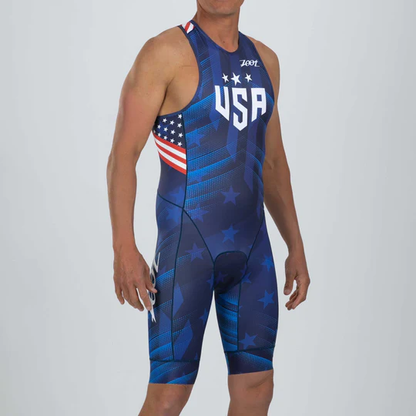 Đồ ba môn Nam Zoot Men's Sprint Backzip Racesuit - RWB