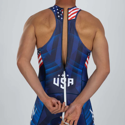 Đồ ba môn Nam Zoot Men's Sprint Backzip Racesuit - RWB