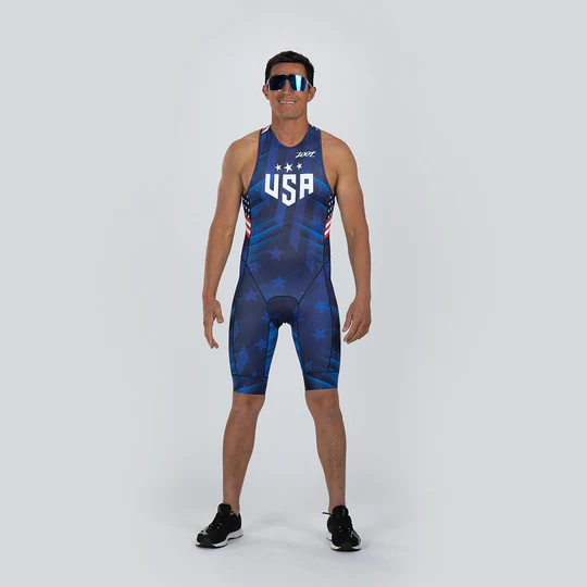 Đồ ba môn Nam Zoot Men's Sprint Backzip Racesuit - RWB