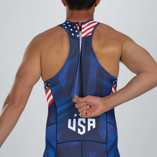 Đồ ba môn Nam Zoot Men's Sprint Backzip Racesuit - RWB