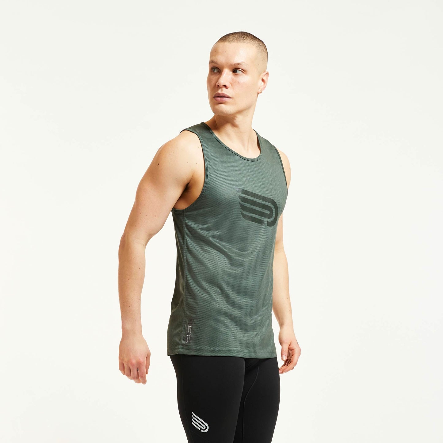 Áo chạy bộ Nam Pressio Hāpai Singlet - Xanh (Khaki)