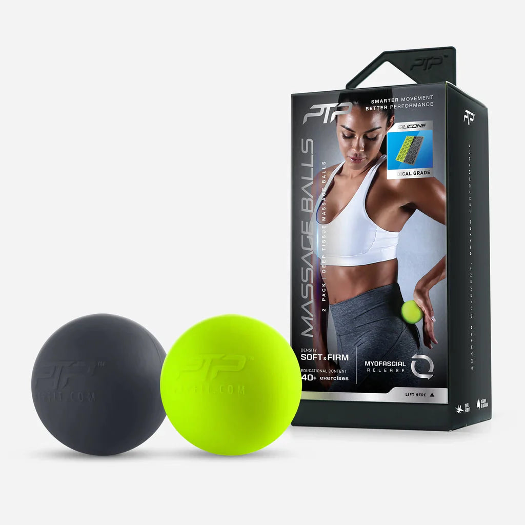Bộ bóng Massage PTP Massage Balls Combo (6.4cm) - Đen/ Xanh Lime