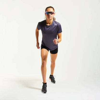 Áo chạy bộ Nữ Pressio Ārahi S/S Tee - Tím (Dark Grey/Silver)