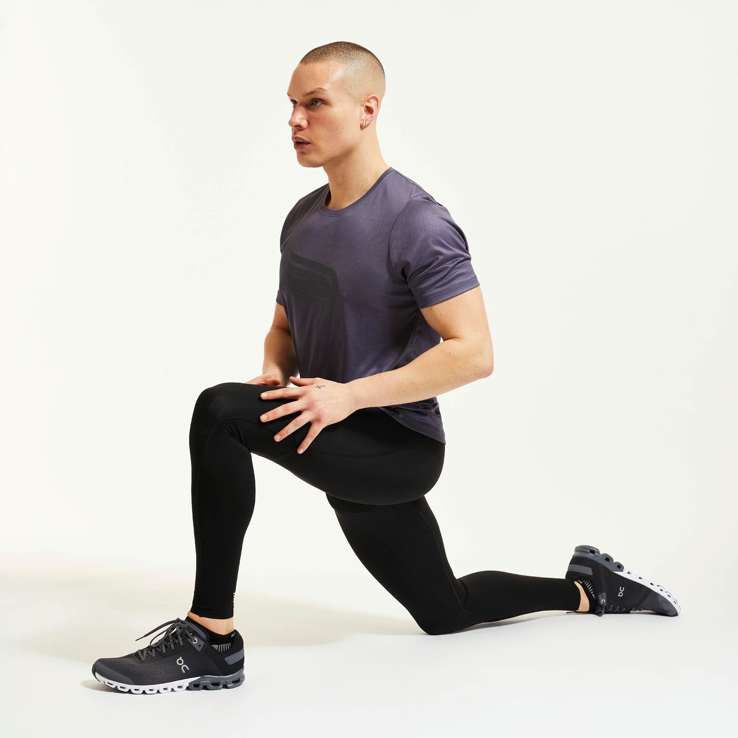 Áo chạy bộ Nam Pressio Hāpai S/S Tee - Tím (Dark Grey)