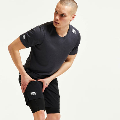 Quần chạy bộ Nam Pressio Core 2in1 Compression Short - Đen (Black)