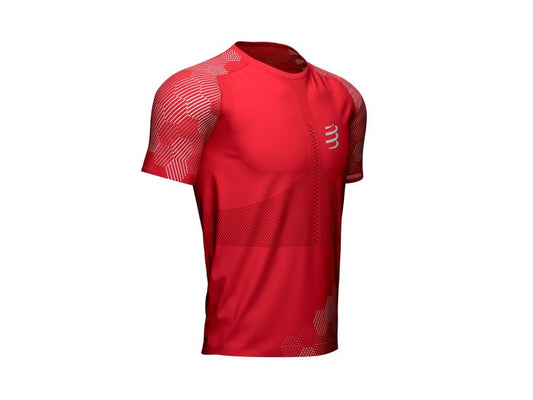 Áo chạy bộ Nam Compressport Racing SS Tshirt - Đỏ (Red/White)
