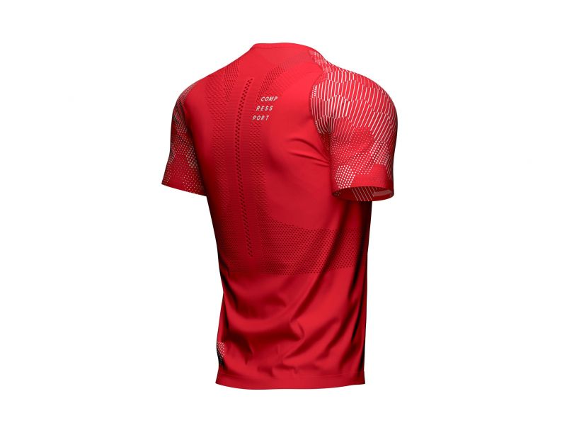 Áo chạy bộ Nam Compressport Men's Racing SS Tshirt - Đỏ (Red/White)