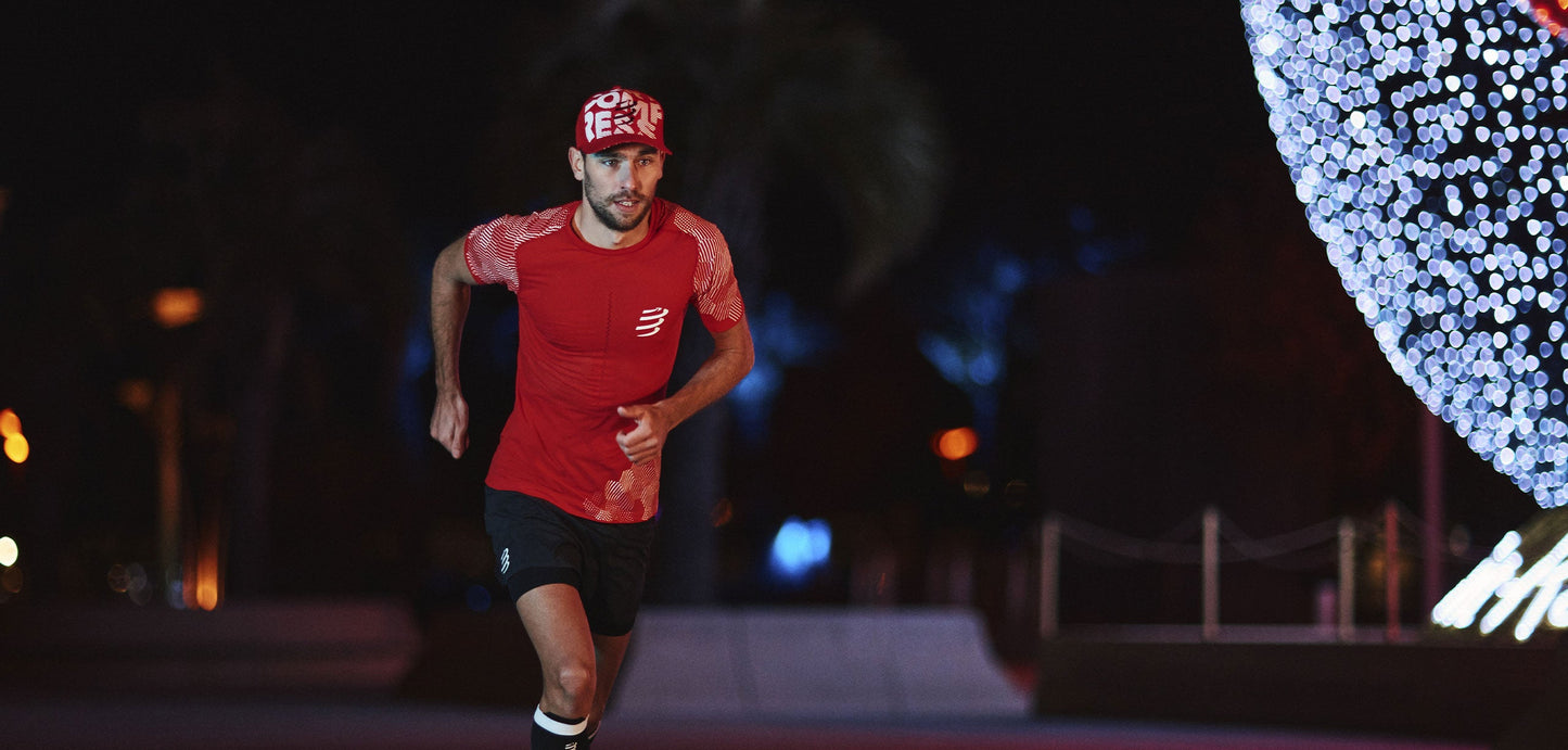 Áo chạy bộ Nam Compressport Racing SS Tshirt - Đỏ (Red/White)