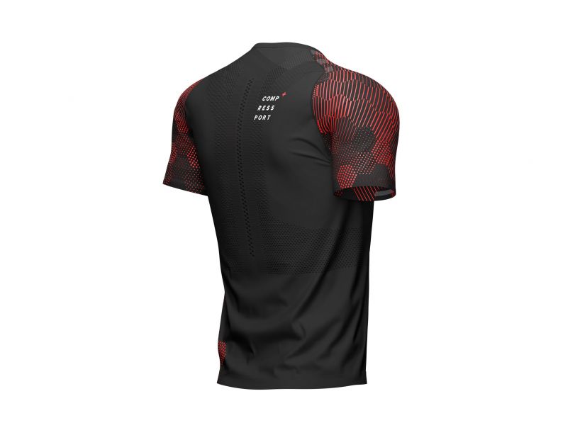 Áo chạy bộ Nam Compressport Racing SS Tshirt - Đen/Đỏ (Black/Red)
