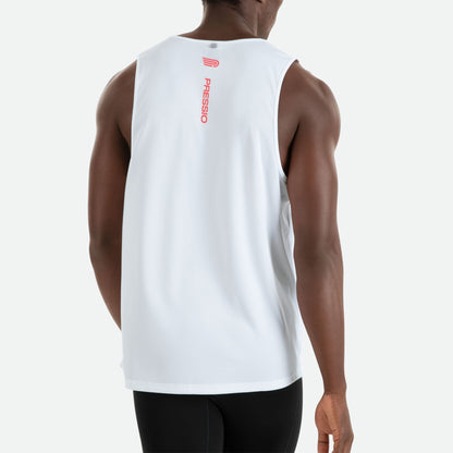Áo chạy bộ Nam Pressio Hapai Singlet - Trắng/Đỏ (White/Red)