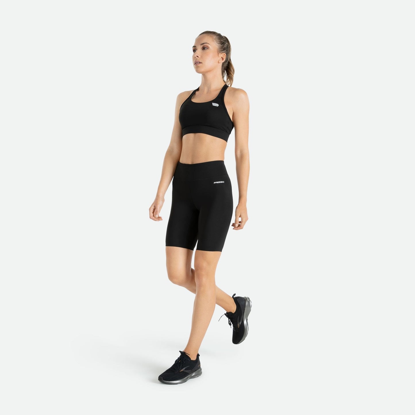 Quần Chạy Bộ Nữ Pressio 5'' Compression Short | Mid Rise - Đen (Black)