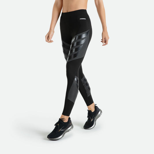 Quần dài bó cơ Nữ Pressio Power Run Compression Tight | Low Rise - Đen (Black)