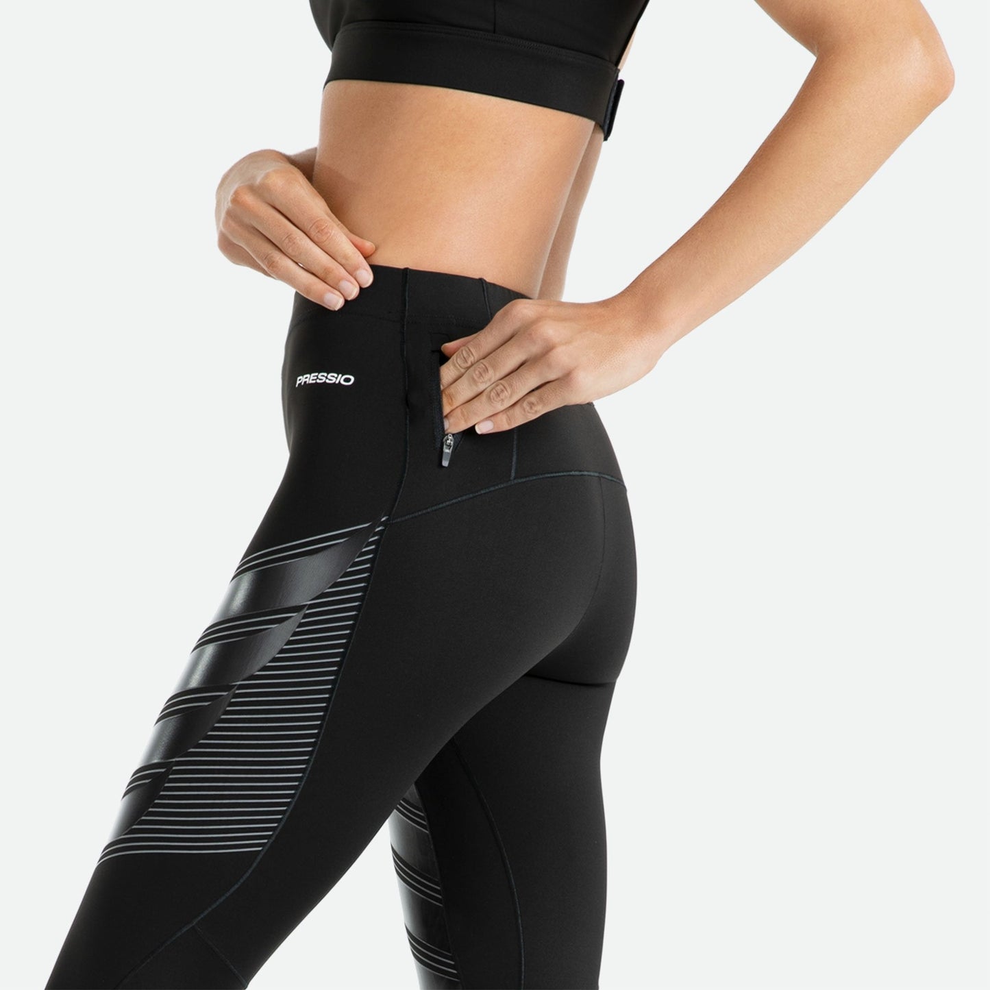 Quần dài bó cơ Nữ Pressio Power Run Compression Tight | Low Rise - Đen (Black)