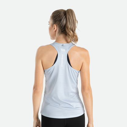 Áo Chạy Bộ Nữ Pressio Hapai Singlet - Xám (Grey/White)