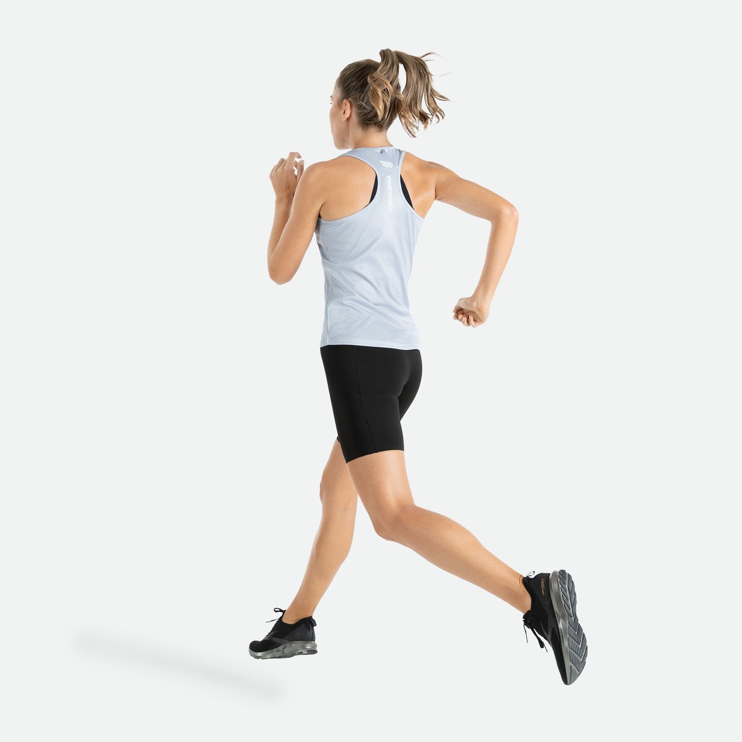 Áo Chạy Bộ Nữ Pressio Hapai Singlet - Xám (Grey/White)