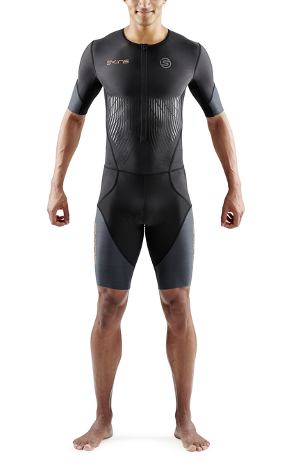 Đồ Ba môn Nam SKINS Men's TRI Elite S/S Tri Suit - Black/Carbon