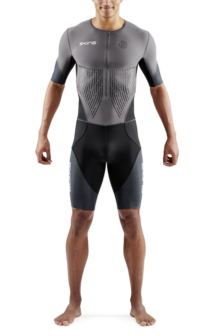 Đồ Ba môn Nam SKINS Men's TRI Elite S/S Tri Suit - Charcoal/Carbon