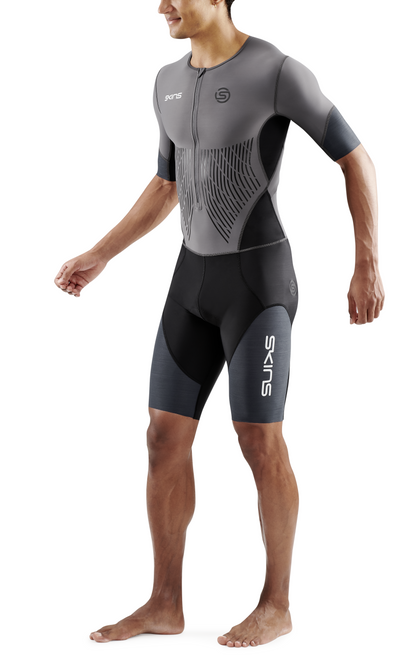 Đồ Ba môn Nam SKINS Men's TRI Elite S/S Tri Suit - Charcoal/Carbon