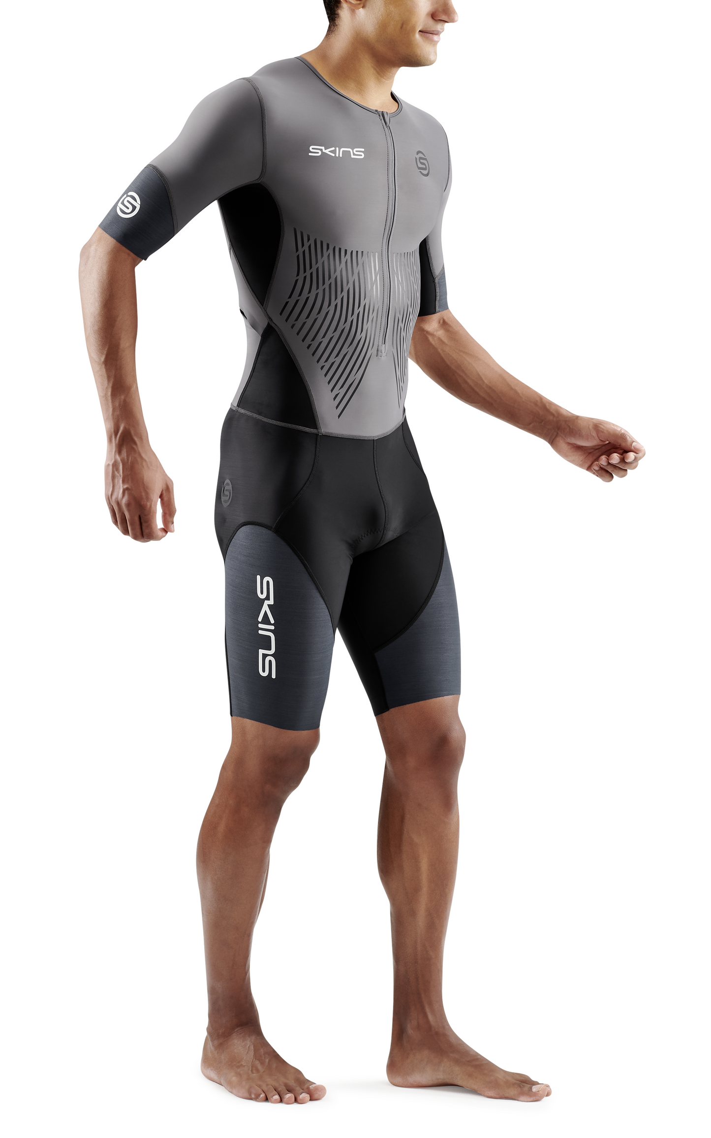 Đồ Ba môn Nam SKINS Men's TRI Elite S/S Tri Suit - Charcoal/Carbon