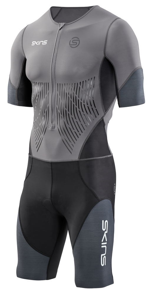 Skins Men's TRI Elite S/S Tri Suit - Charcoal/Carbon