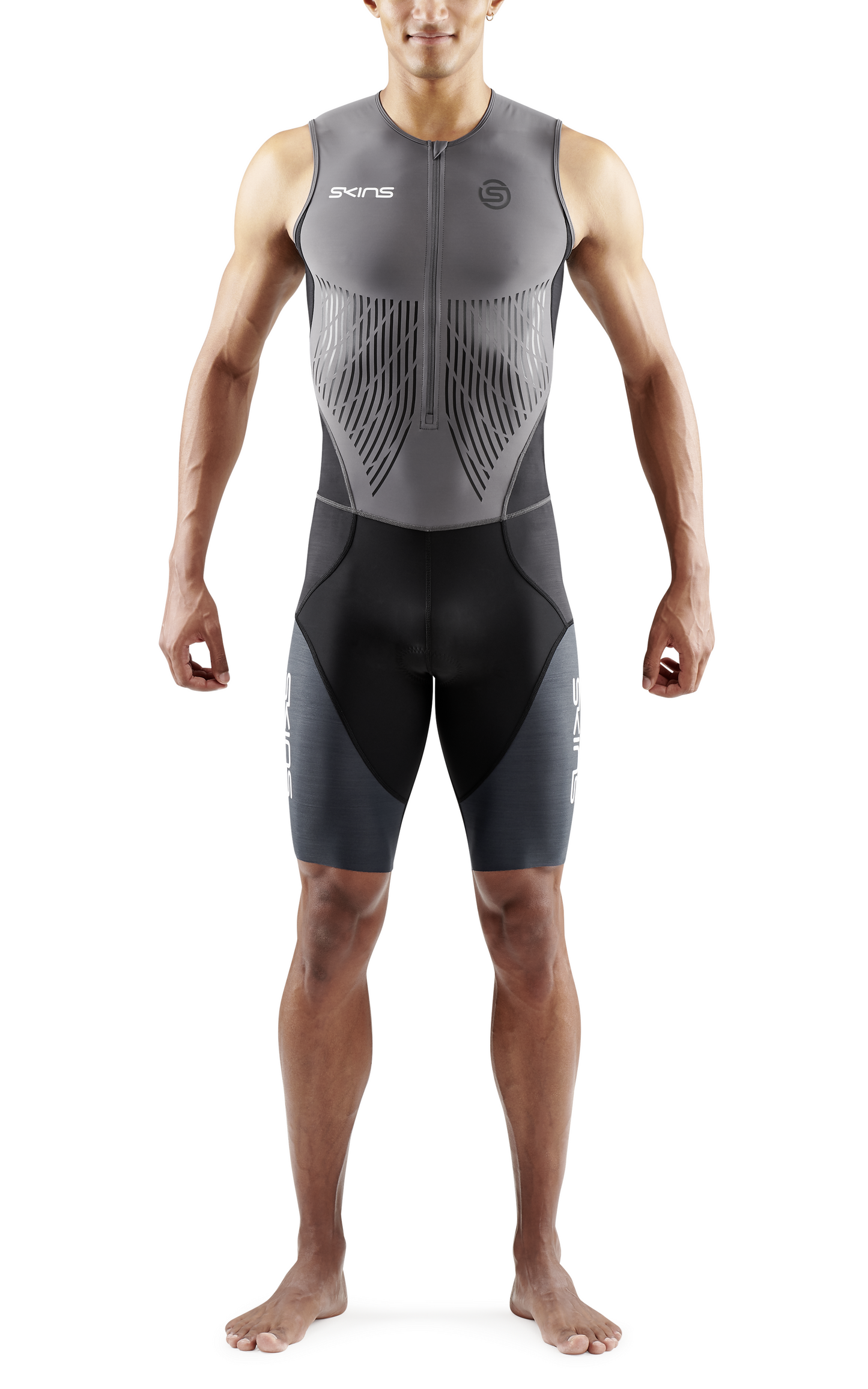 Đồ Ba môn Nam SKINS Men's TRI Elite S/L Tri Suit - Charcoal/Carbon