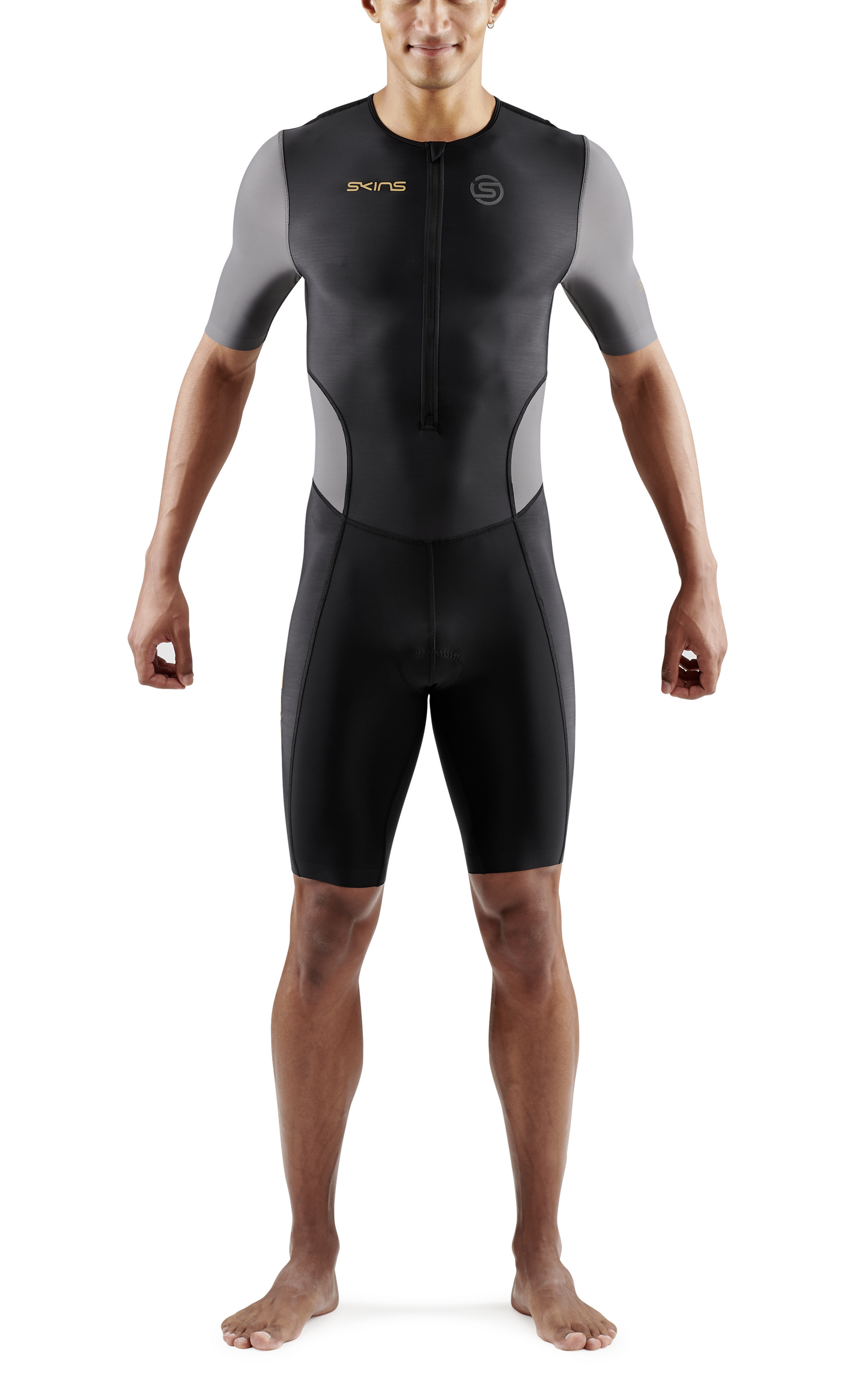 Đồ Ba môn Nam SKINS Men's TRI Brand S/S Tri Suit - Black/Carbon