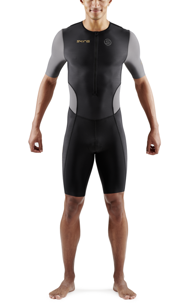 Skins Men's TRI Brand S/S Tri Suit - Black/Carbon