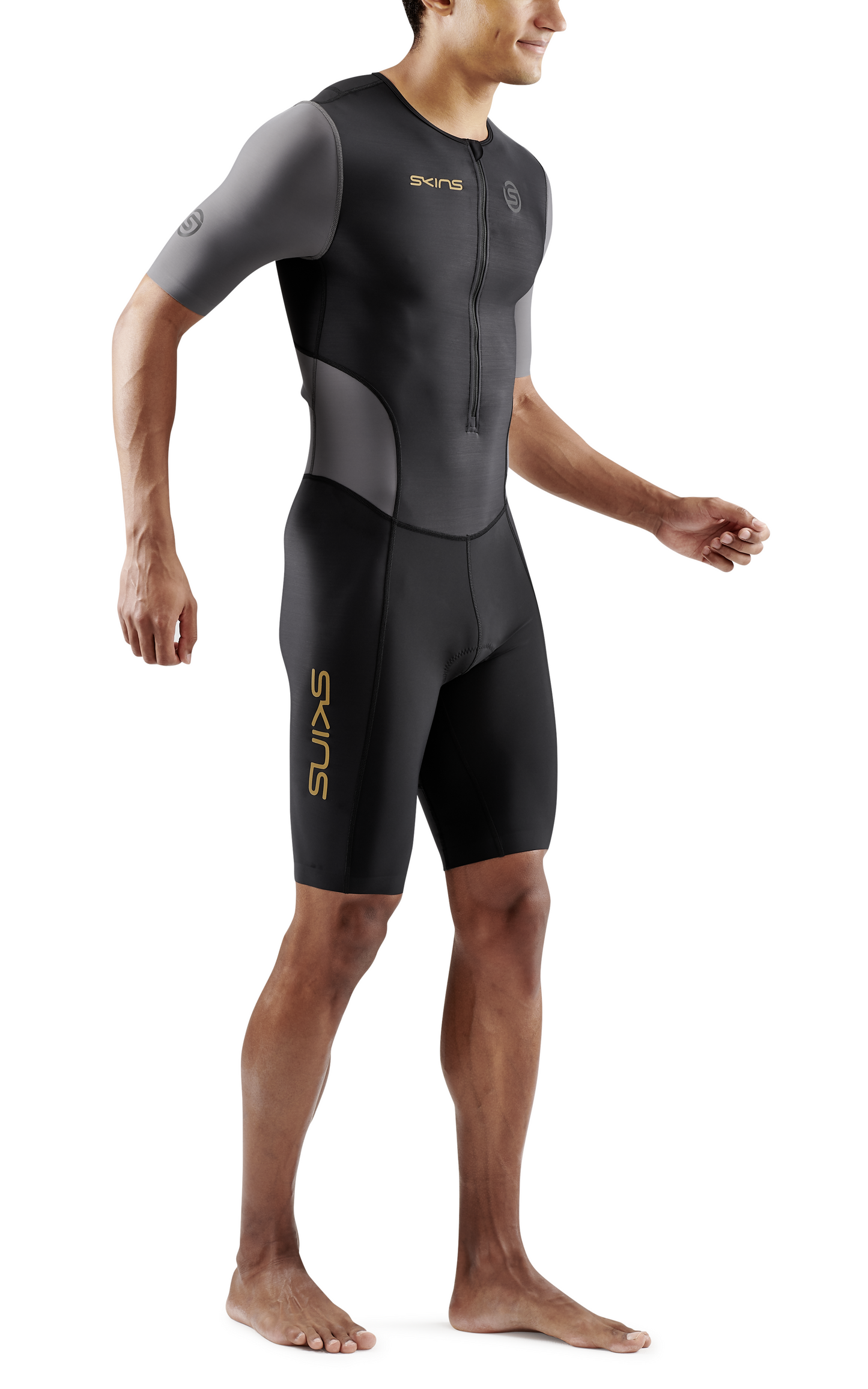 Đồ Ba môn Nam SKINS Men's TRI Brand S/S Tri Suit - Black/Carbon